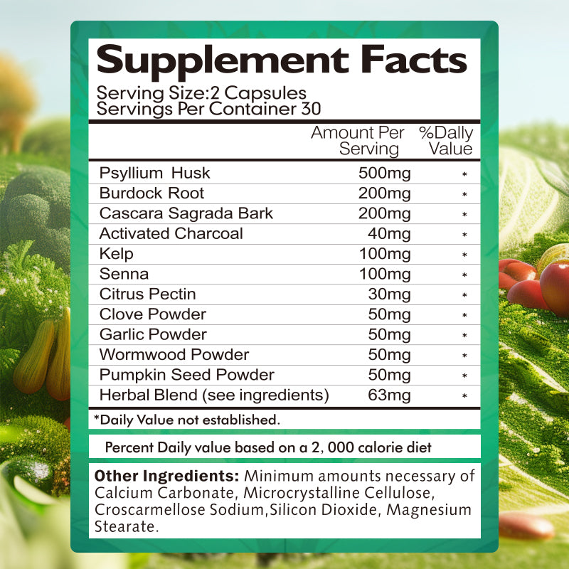 تركيبة بي إس واي إس لتنظيف القولون وإزالة السموم لمدة 7 أيام، 60 قرصًا 