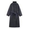 Women's Stand Collar Belt Overcoat Coat