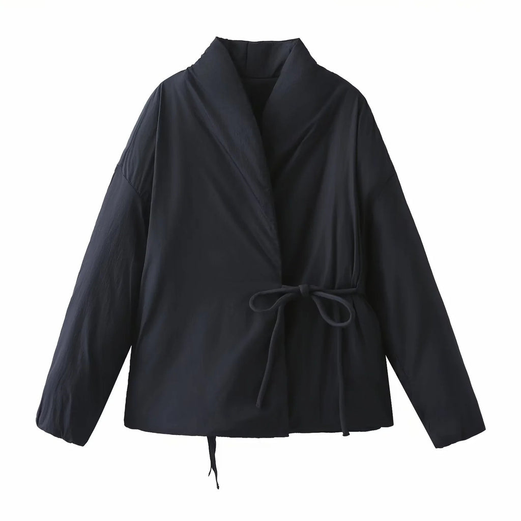 Double Breasted Kimono Niche Design Lace-up Cotton Coat Jacket