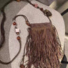 Drawstring Beaded Tassel Deerskin Velvet Crossbody Bag