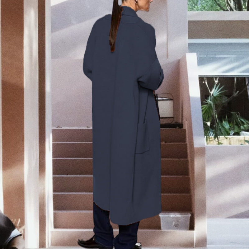 Solid Color Mid-length Sweater Coat For Women