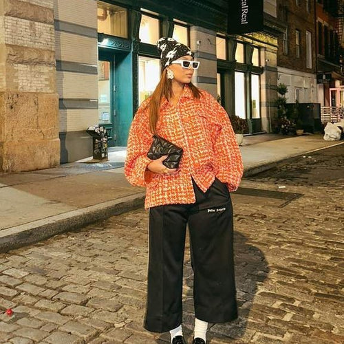 Lapel Color Contrast Short Coat