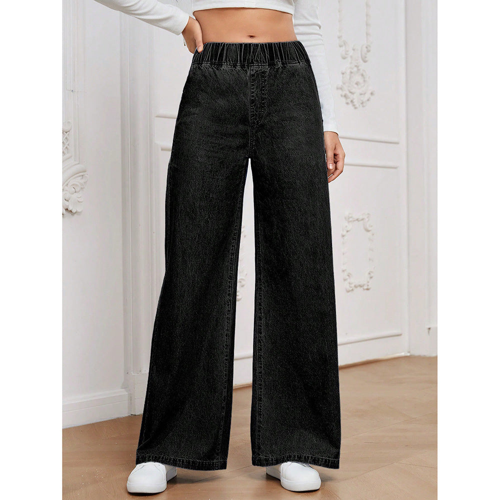 New High-waisted Wide-leg Loose-fit Retro Draping Straight-leg Long Pants