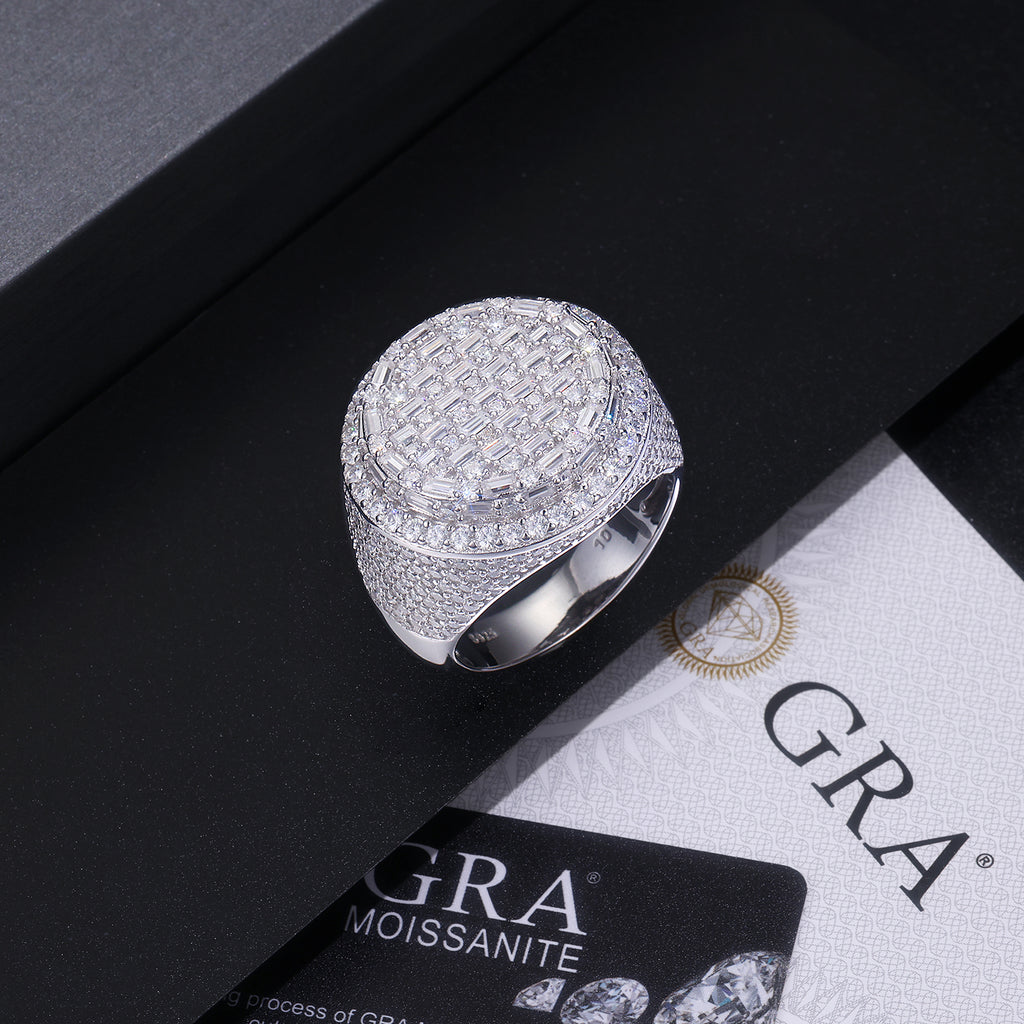 Unrivaled In The World - Men's Ring, Diamond Ring And Wedding Ring Set With Top-quality Moissanite S925 Silver And Platinum-plated. The Ring Can Be Inspected With A Diamond Pen