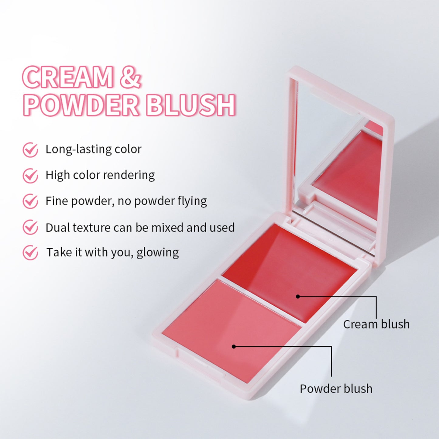Two-in-one Blusher Blush Powder Plate Not Easy To Smudge