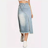 American Retro Denim Split Stitching Skirt