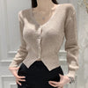 Temperament Waist-cinching V-neck Versatile Comfortable Long-sleeved Jacket For Women