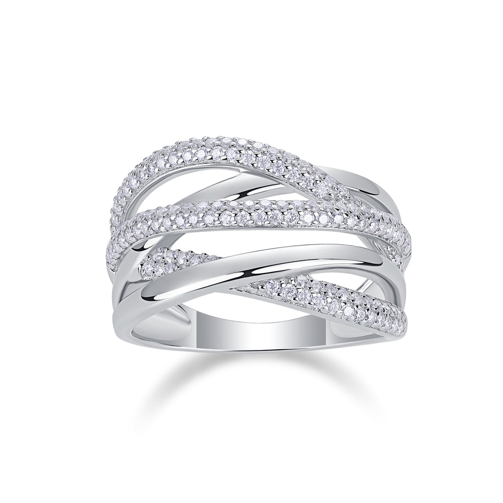 Brilliant Interweaving - A Wedding Ring Set With Top-quality Moissanite S925 Silver And Platinum-plated Diamond Can Be Inspected With A Diamond Pen
