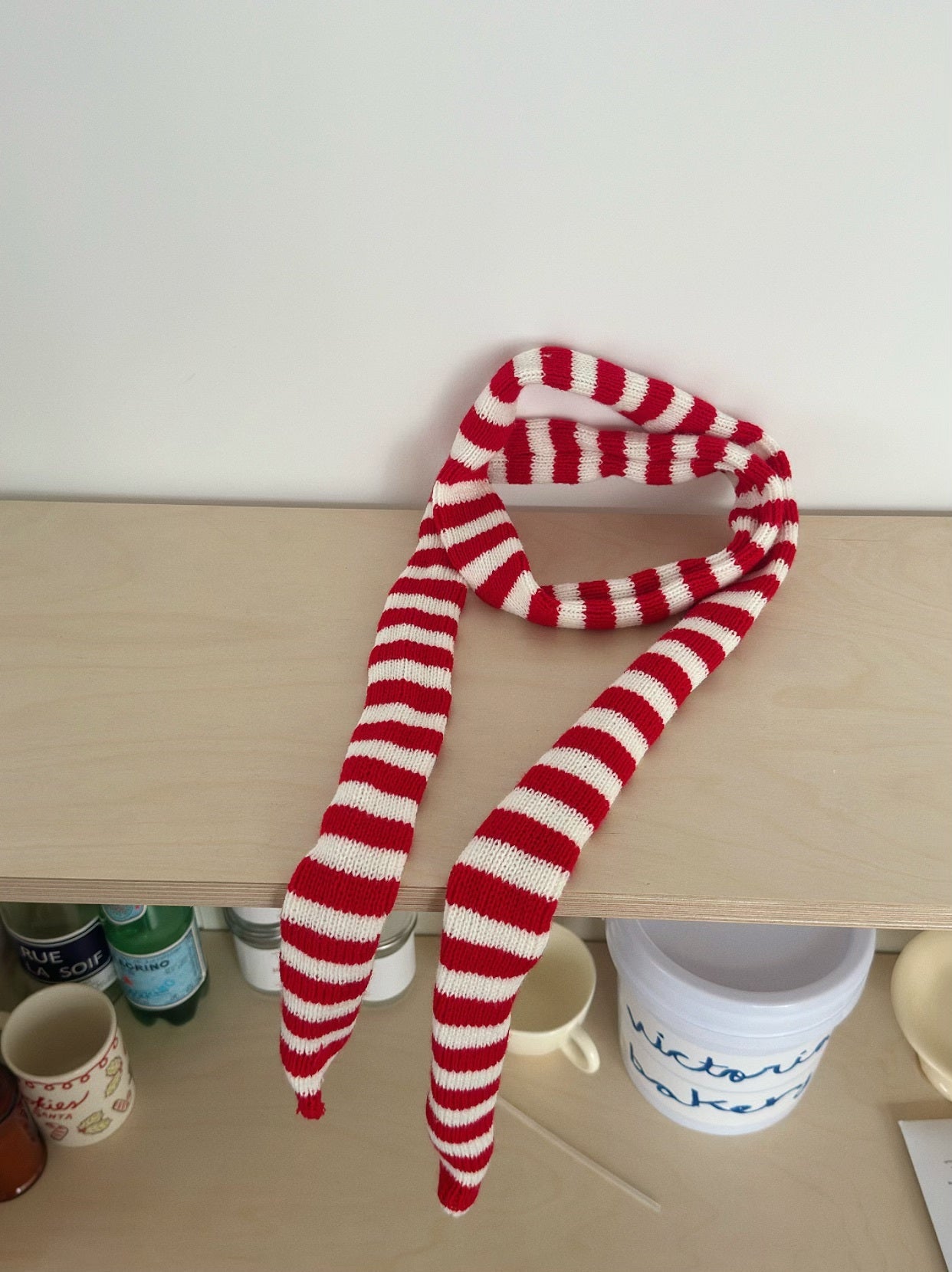 Black And White Striped Thickened Wool Decorative Thin Scarf