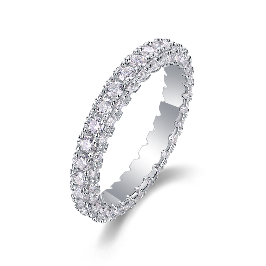 Pond Moonlight - A Wedding Ring Set With Top-quality Moissanite S925 Silver And Platinum-plated Diamond. The Ring Can Be Inspected With A Diamond Pen