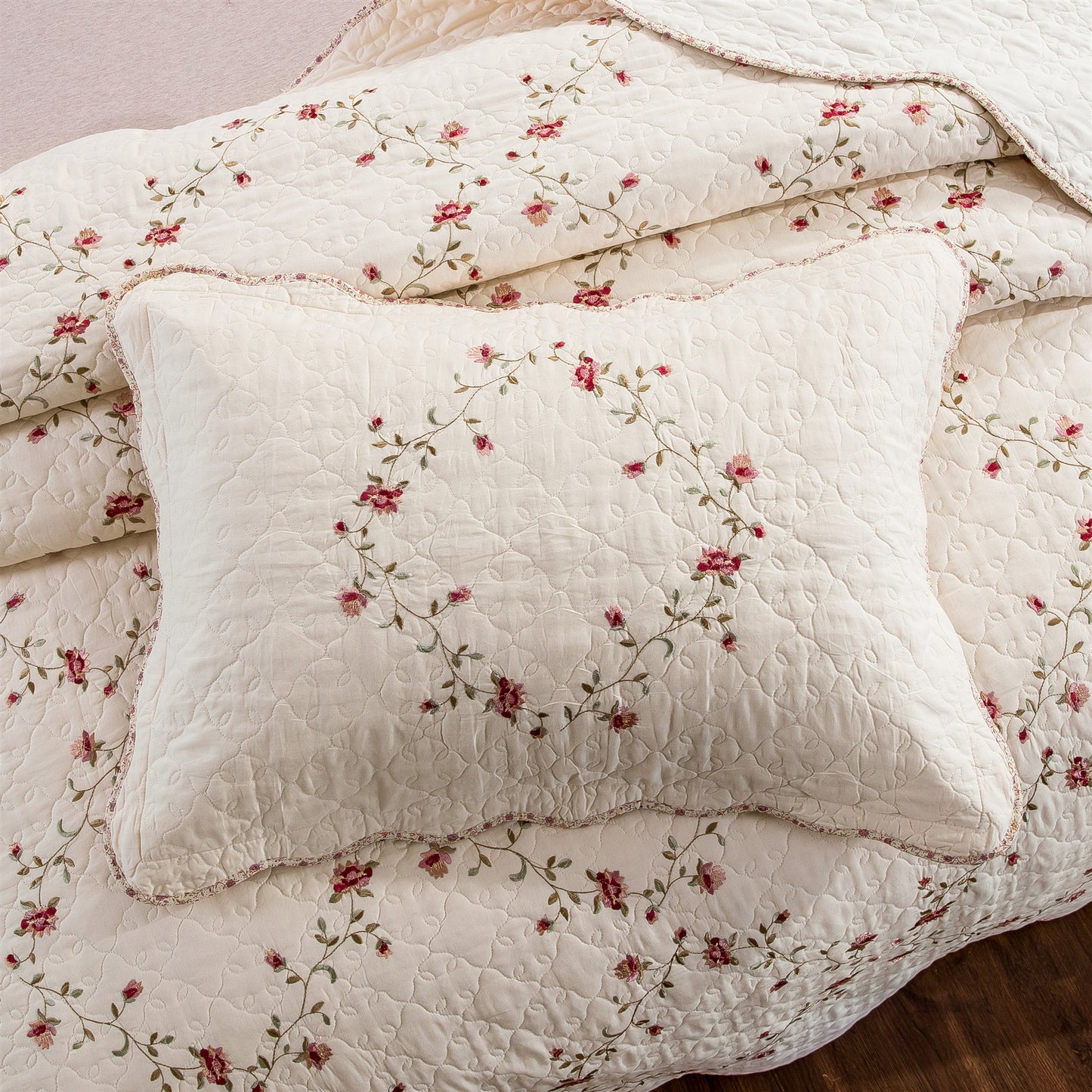 Embroidered Cotton White Summer Suit Bedspread