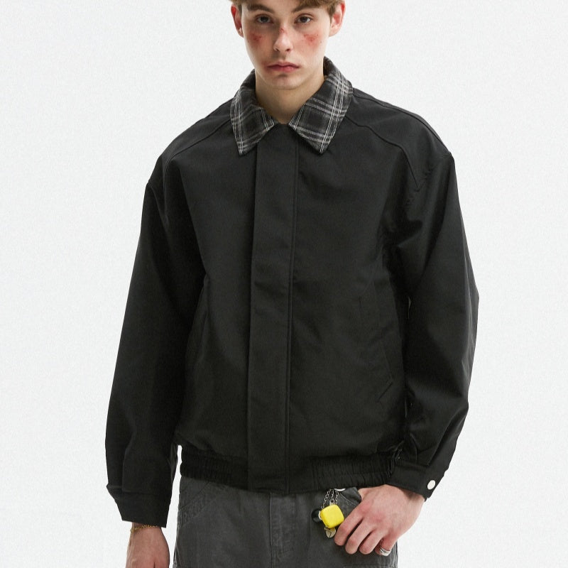 Fake Two-piece Spliced With Autumn Plaid Lapel Jacket