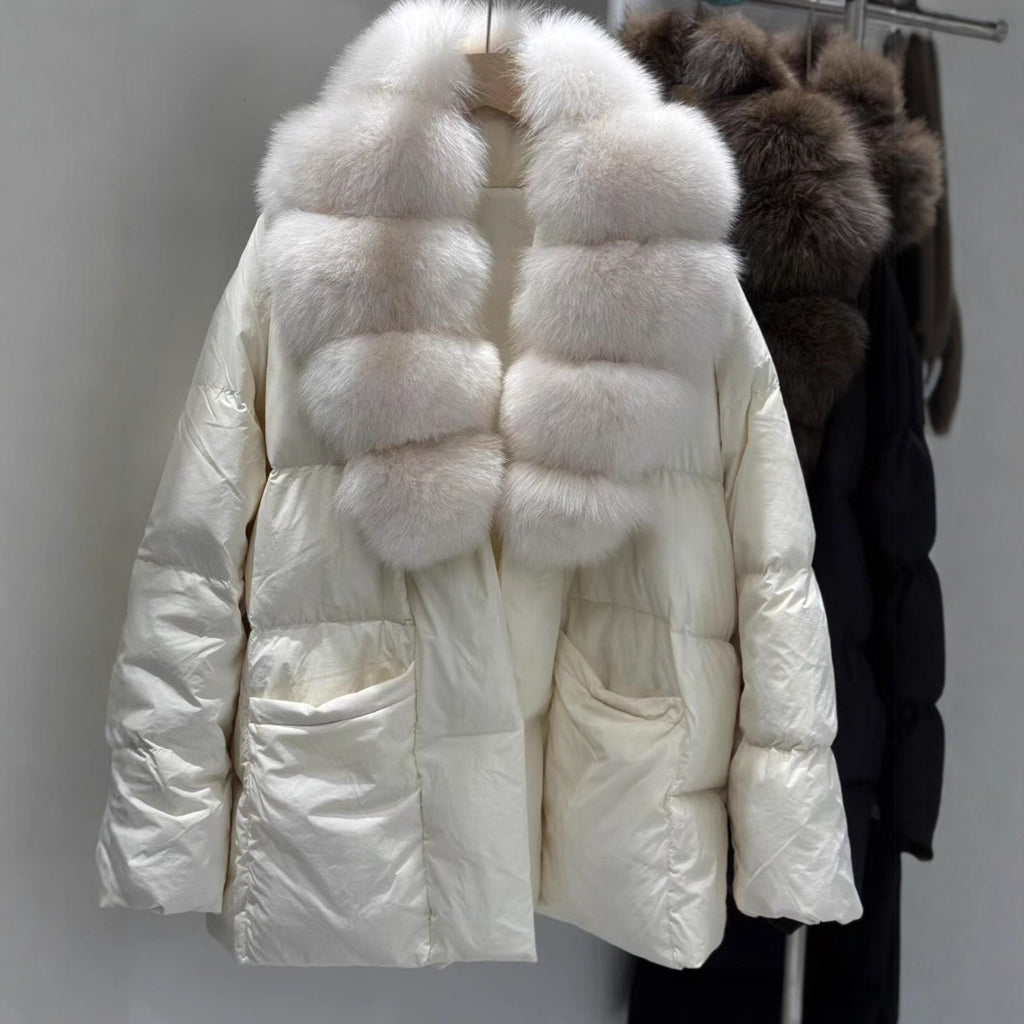 Waist Slimming Fox Fur Fur Women's Warm Coat