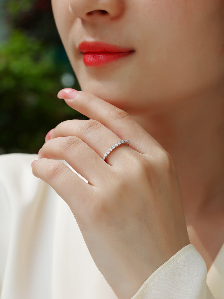 Galaxy Trajectory - A Wedding Ring Set With Top-quality Moissanite S925 Silver And Platinum-plated Diamond Can Be Inspected With A Diamond Pen