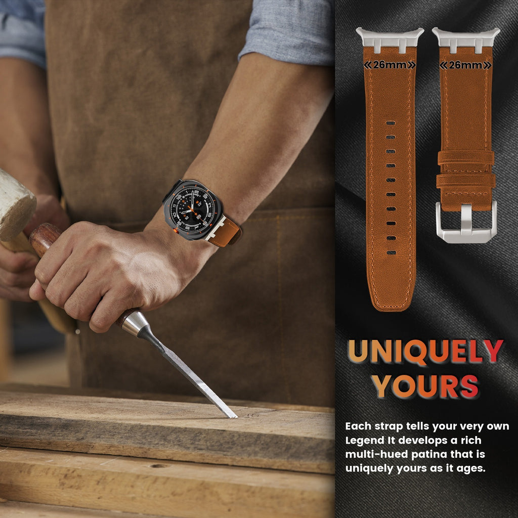 Ultra Crazy Horse Leather AP Stainless Steel Head Grain Leather Watch Strap