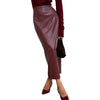 Ankela Red Slit Sheath Skirt Fashion Slim