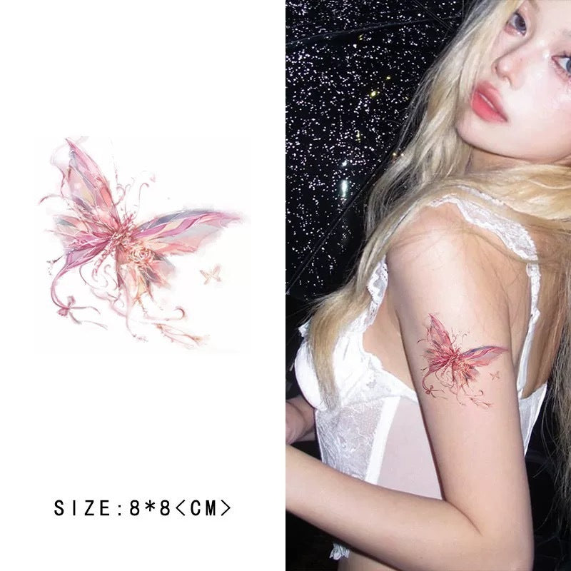 Colorful Tattoo Sticker Sweet Cool Ins Style Butterfly