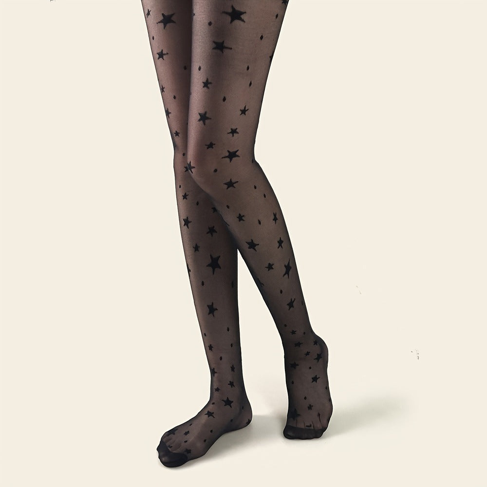 Polka Dot Star Jacquard Women's Pantyhose