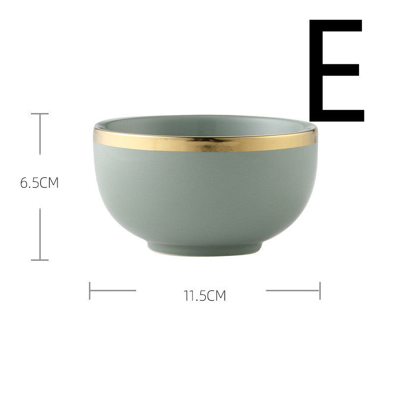 طقم أدوات مائدة كبير من السيراميك مع وعاء أرز فاخر وخفيف الوزن للاستخدام المنزلي