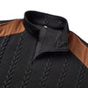 Casual Textured Wheat-spike Pattern Contrast-color Ribbed Patchwork Zip-up Long-sleeve
