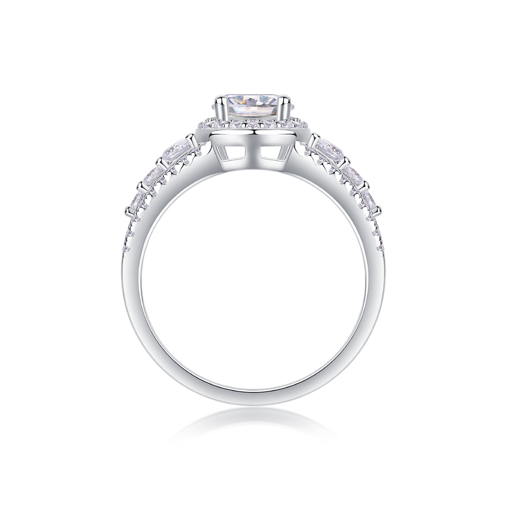 Meteor Shower - Set With 1-carat Top-quality Moissanite S925 Silver And Platinum-plated Diamond Wedding Ring. The Ring Can Be Inspected With A Diamond Pen