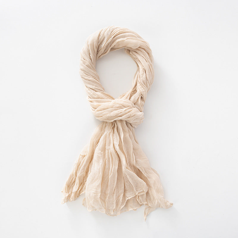 Women's Natural Wrinkle Pure Linen Scarf Shawl