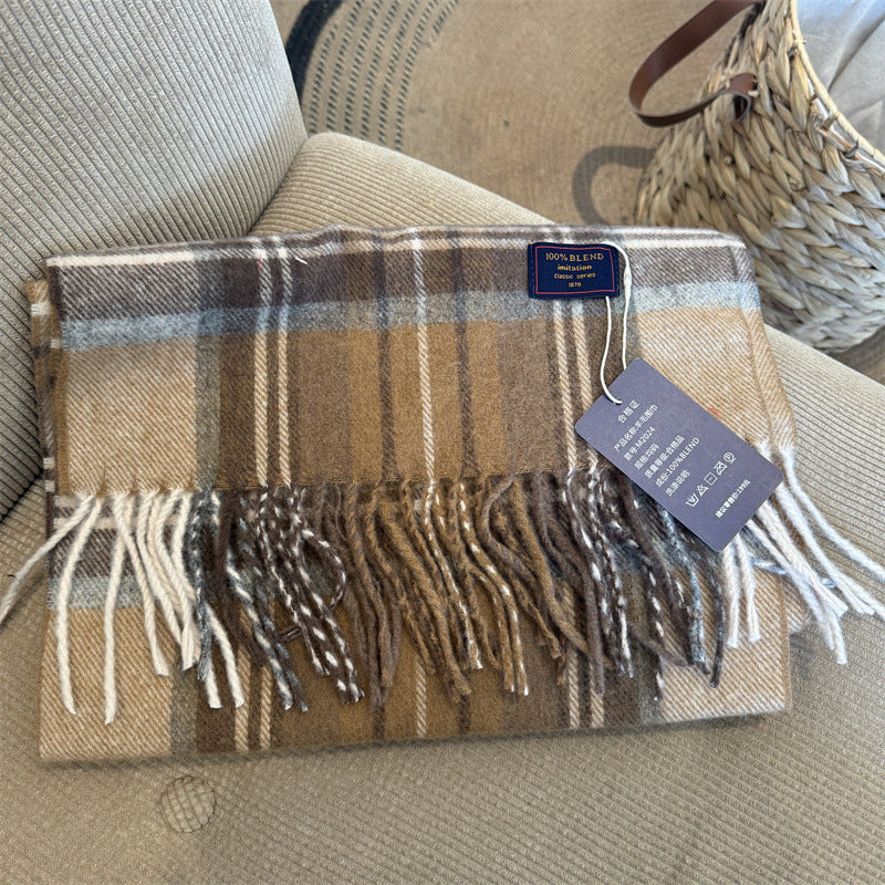 Unisex Cashmere-like Plaid Light Luxury Scarf
