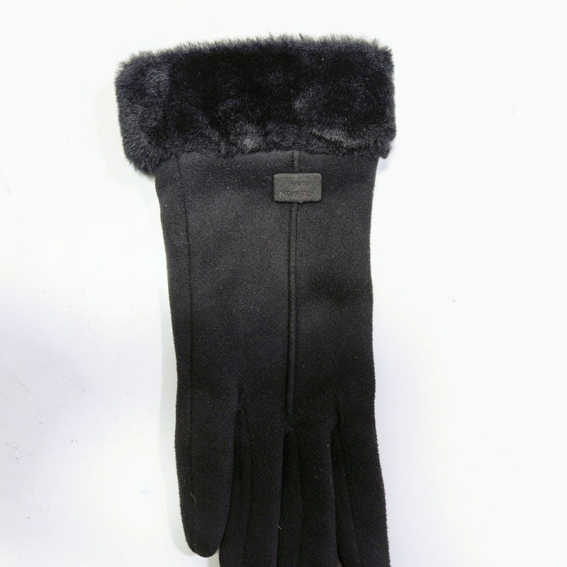 Women's Suede Thermal Gloves Korean Style Windproof