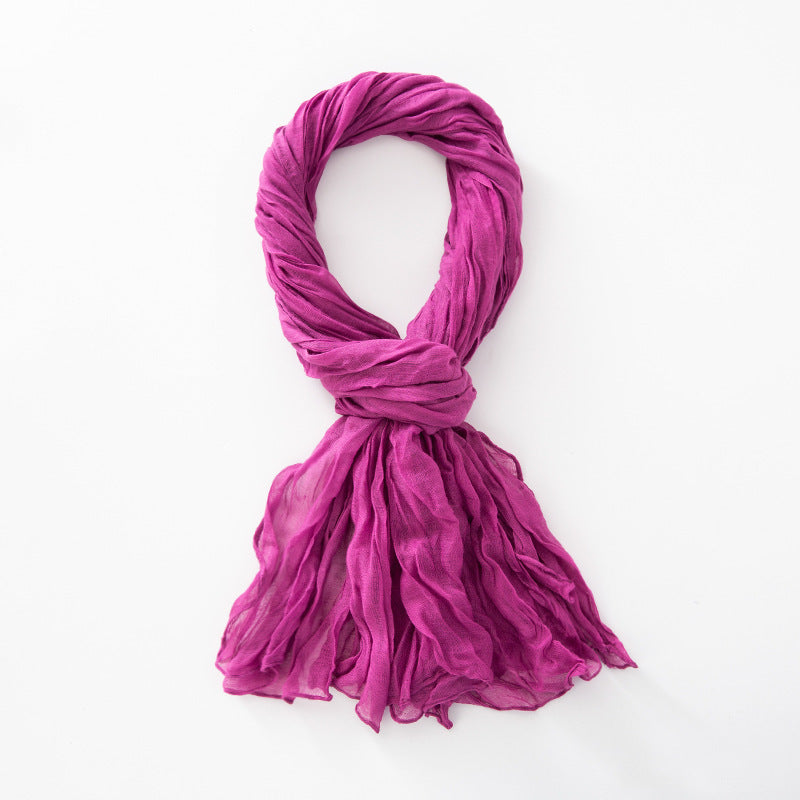 Women's Natural Wrinkle Pure Linen Scarf Shawl