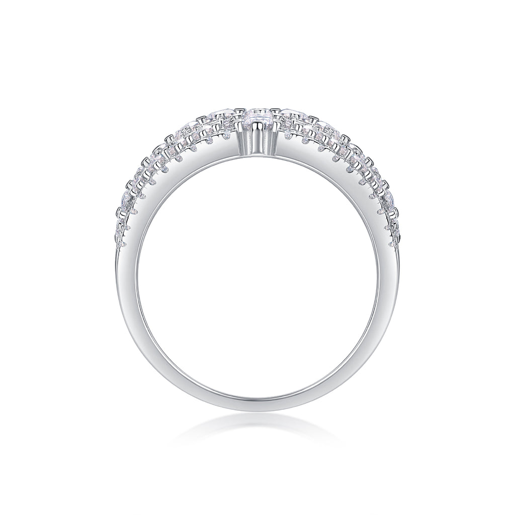 Ballet Of Time - A Wedding Ring Set With Top-quality Moissanite S925, Silver And Platinum-plated. The Ring Can Be Tested With A Diamond Pen In Gold And Rose Gold