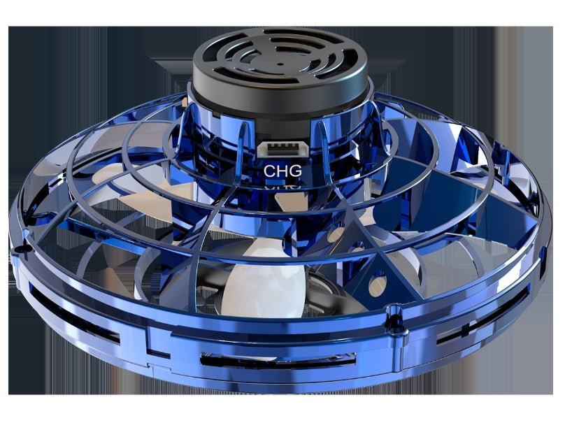 لعبة طائرة هليكوبتر صغيرة تفاعلية تعمل بآلية الدوران، مزودة بإضاءة LED، على شكل طبق طائر، لعبة دوارة للأطفال