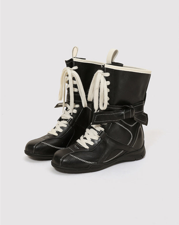 Retro Lace Up Boxing Boots Female Hight Increasing Martin Boots