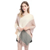 Fashion Women's Wear Color Contrast Patchwork Shawl Cape Knitted