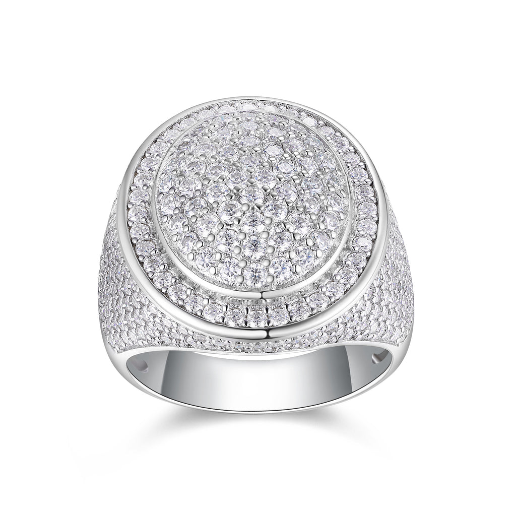 The King Of Hip-hop - Men's Ring, Diamond Ring And Wedding Ring Set With Top-quality Moissanite S925, Silver And Platinum-plated. The Ring Can Be Tested With A Diamond Pen