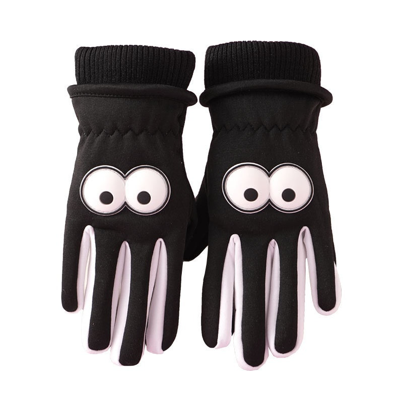 Children's Gloves Autumn And Winter Outdoor Cold-proof Warm With Velvet Anti-slip Cycling Cartoon Cute Windproof