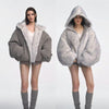 Gray Double-sided Dyed Pointed Fur Vintage Cotton-padded Jacket Coat