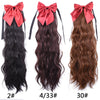 Red Bow Ponytail Wig Women''s Long Hair Ribbon Wig Ponytail