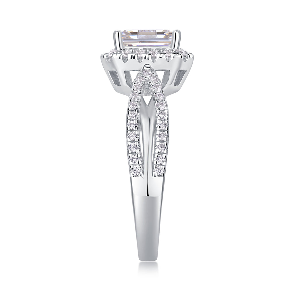 Daytime Dream - A Wedding Ring Set With Top-quality Moissanite S925 Silver And Platinum-plated Diamond. The Ring Can Be Inspected With A Diamond Pen