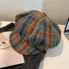 Retro Colored Plaid Clouds Beret Women