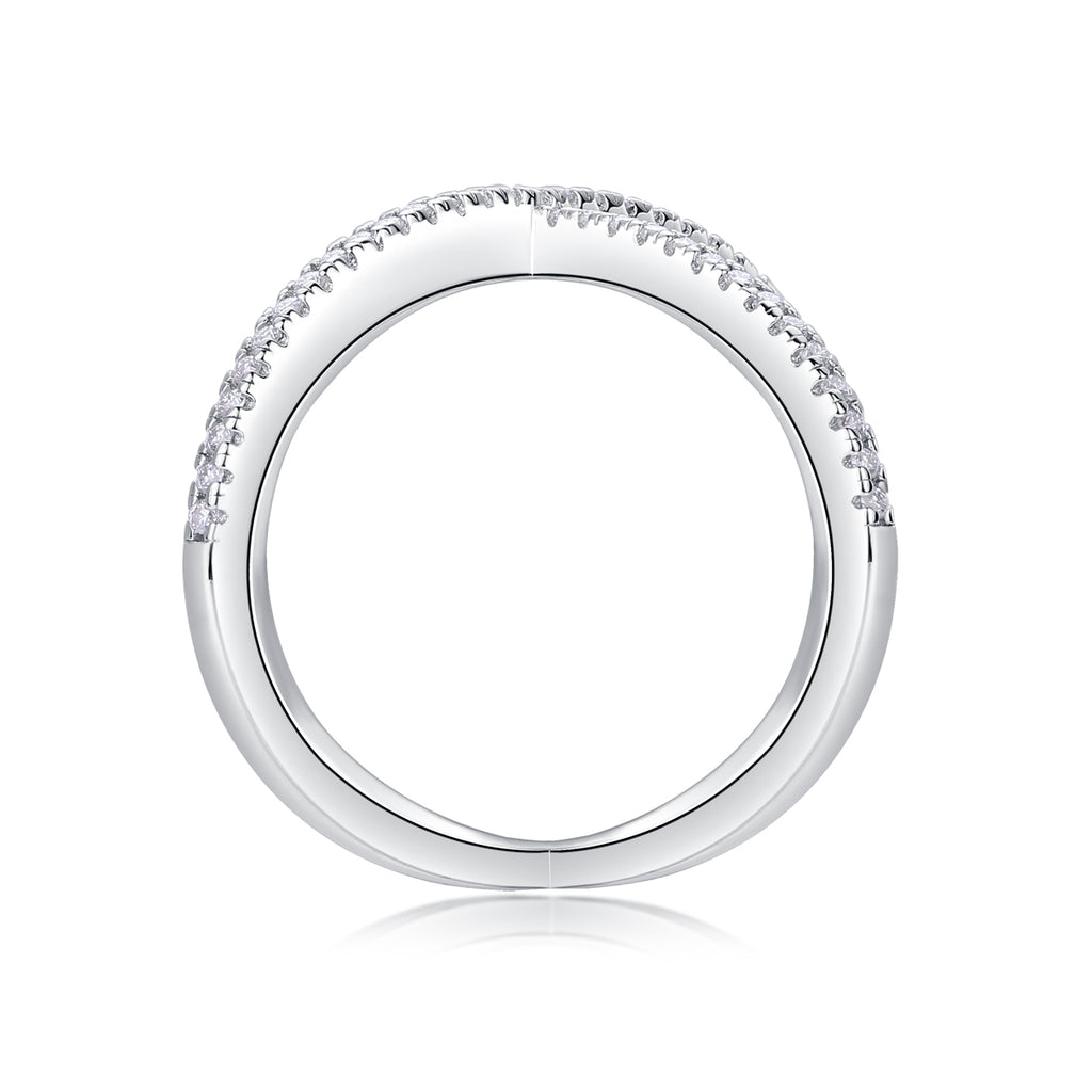 X-shaped Heart Movement - Set With Top-quality Moissanite S925 Silver And Platinum-plated Diamond Wedding Ring. The Golden Color Of The Ring Can Be Tested With A Diamond Pen