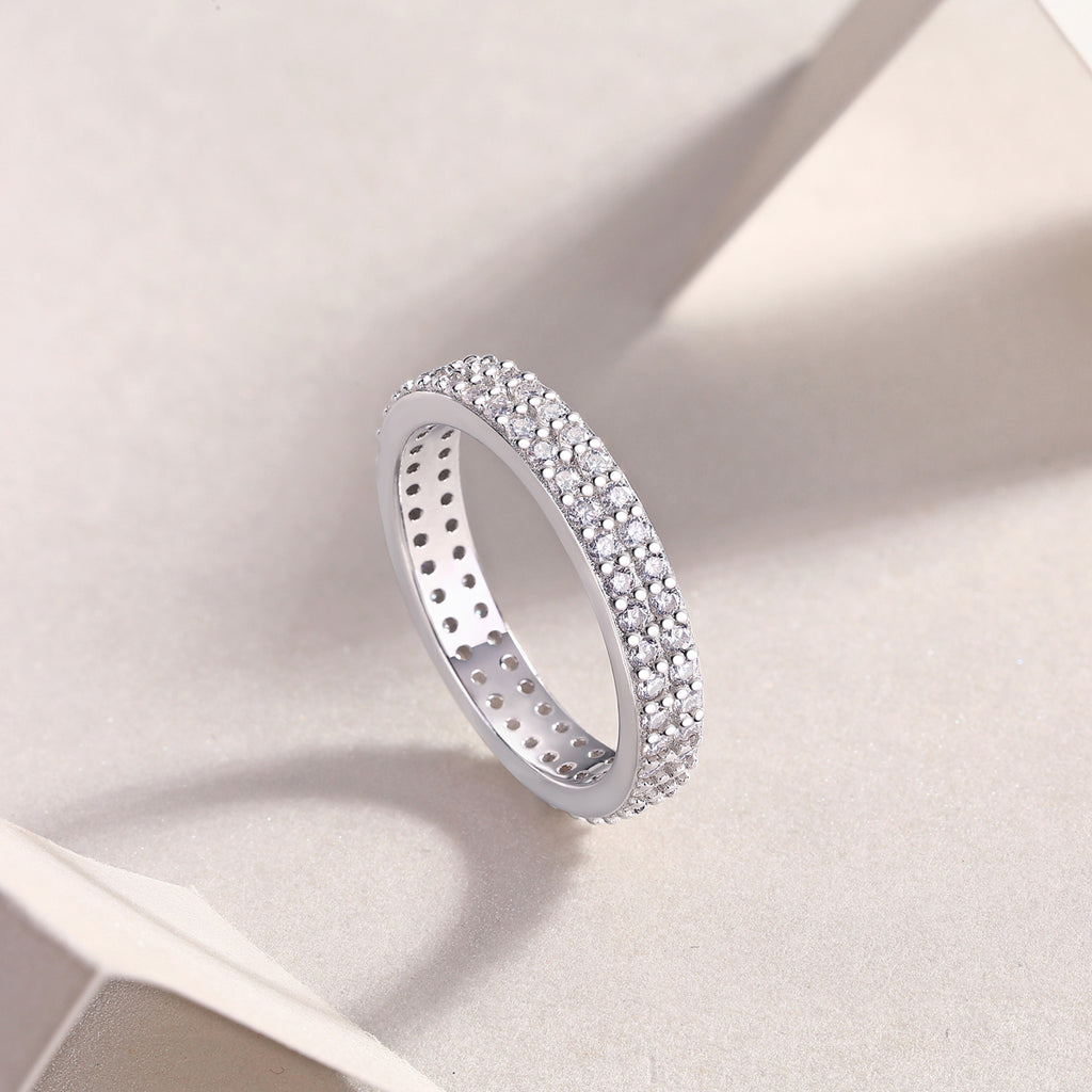 Starlight - Set With Top-quality Moissanite S925 Silver And Platinum-plated Diamond Wedding Ring. The Ring Can Be Inspected With A Diamond Pen