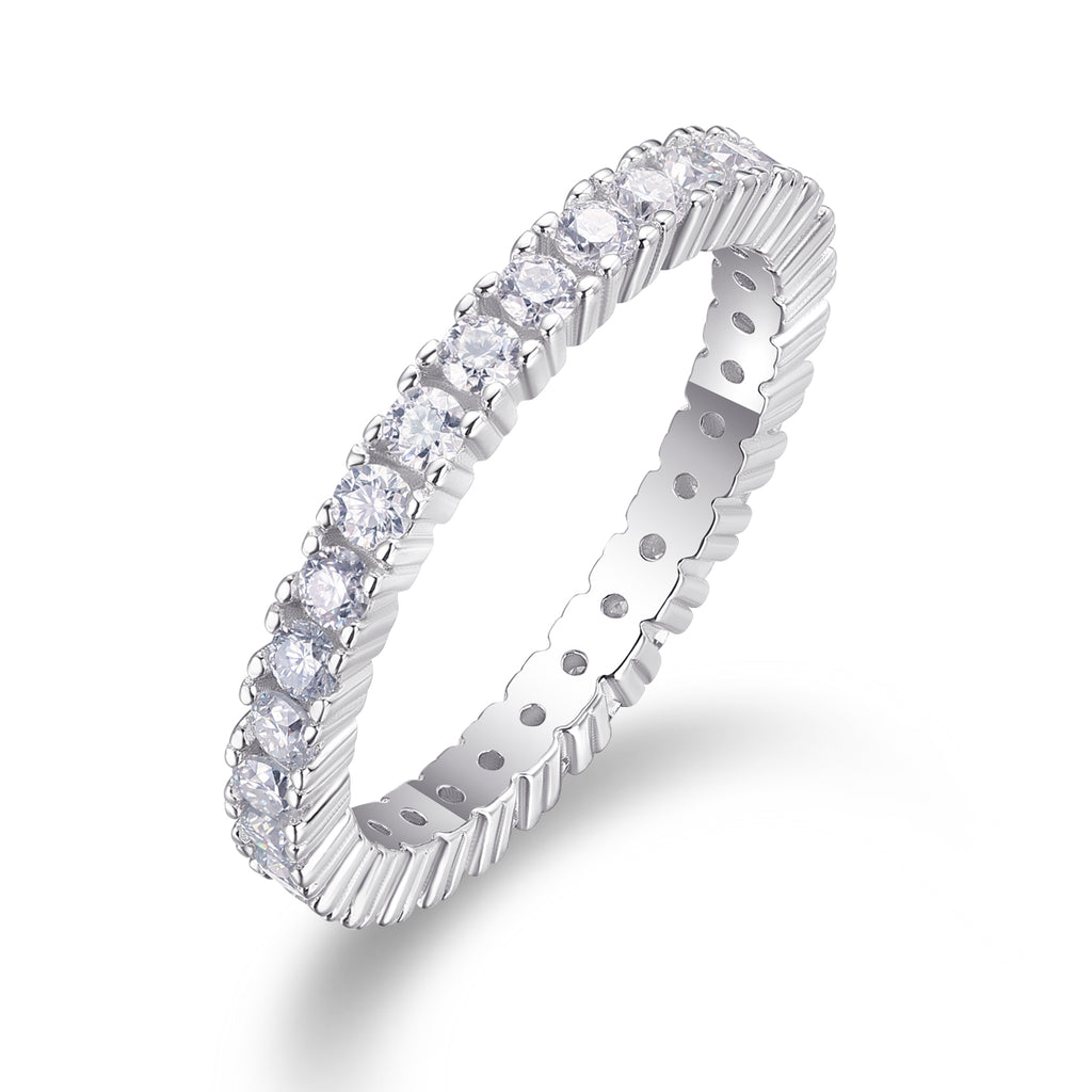 Ice Ballet - A Wedding Ring Set With Top-quality Moissanite S925 Silver And Platinum-plated Diamond. The Ring Can Be Inspected With A Diamond Pen