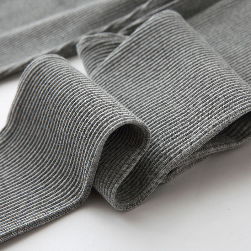 Gray Nine-point Pants Women's Thin Outer Wear Cotton High-waist Vertical Stripes Net Red Threaded Leggings