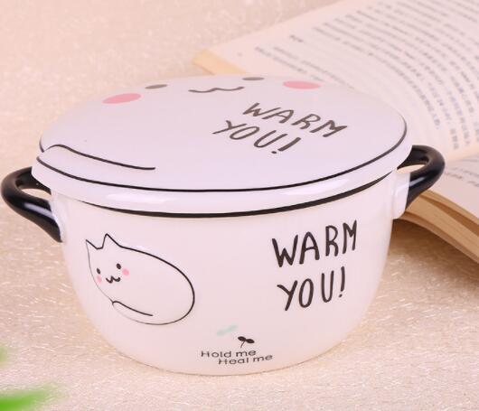 The new cartoonpottery and porcelain bowl creative tableware instant noodles household instant noodle bowl lunch box factory wholesale