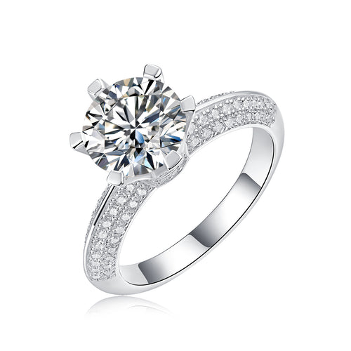 The Destination Of Love - A Wedding Ring Set With 1-carat, 3-carat And 5-carat Top-quality Moissanite S925 Silver And Platinum-plated Diamond. The Ring Can Be Inspected With A Diamond Pen