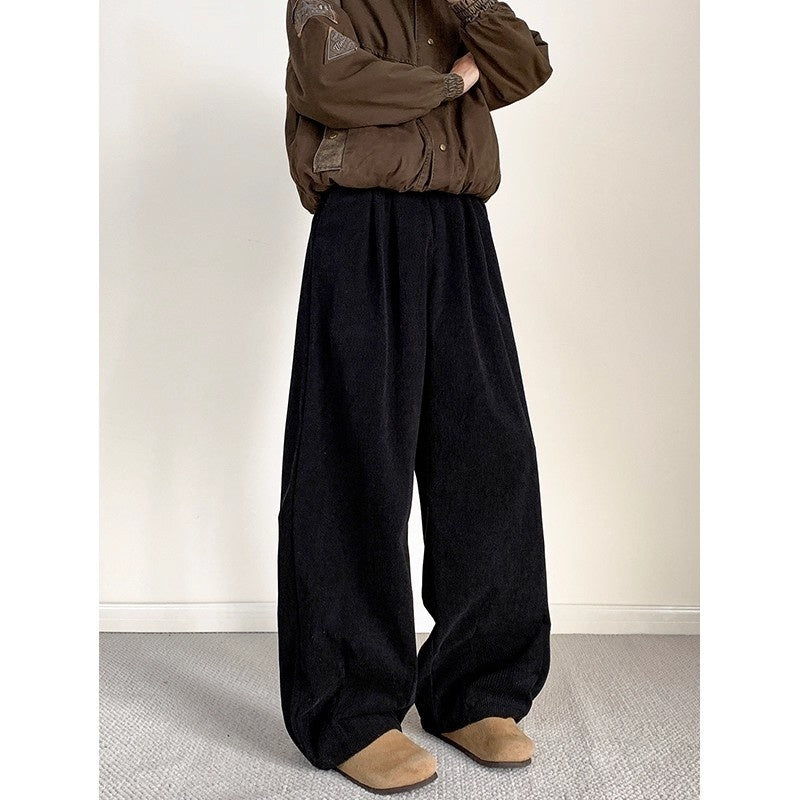 Old-money-style Japanese Retro Pleated Corduroy Casual Pants