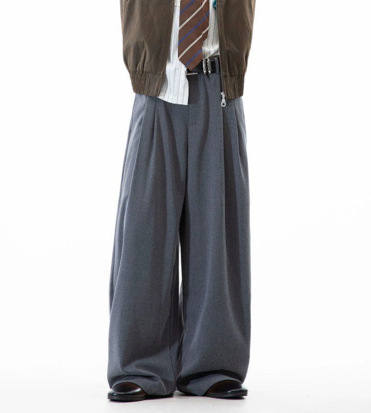 Loose Straight Leg Pleated Pants For Fall And Winter