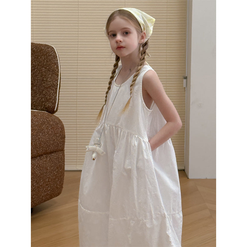 New Girls White Suspender French Dress
