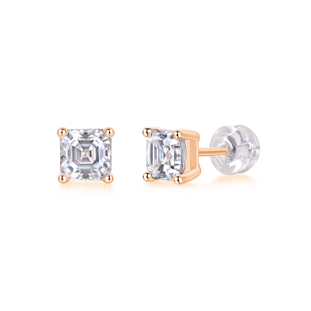 Unrestrained - Top-quality Moissanite S925 Silver And Platinum-plated Stud Earrings, A Fashionable And Trendy Accessory That Can Be Tested With A Diamond Pen In Gold Rose Gold