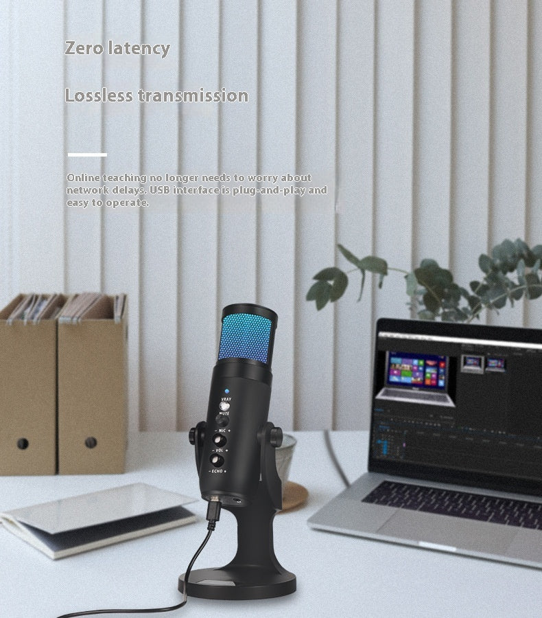 RGB Colorful Breathing Ambience Light USB Condenser Microphone